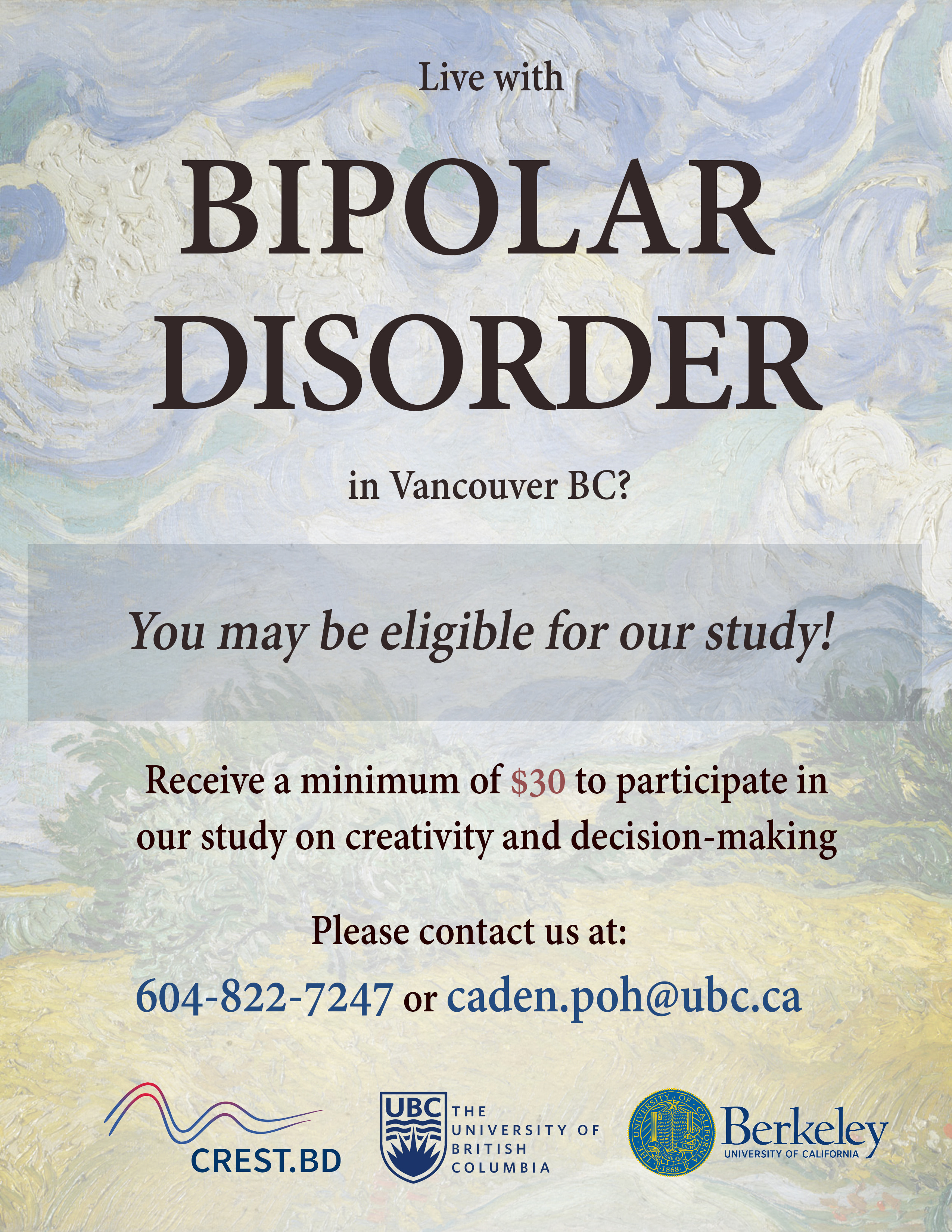 Living with BIPOLAR DISORDER? Join our new study on creativity!