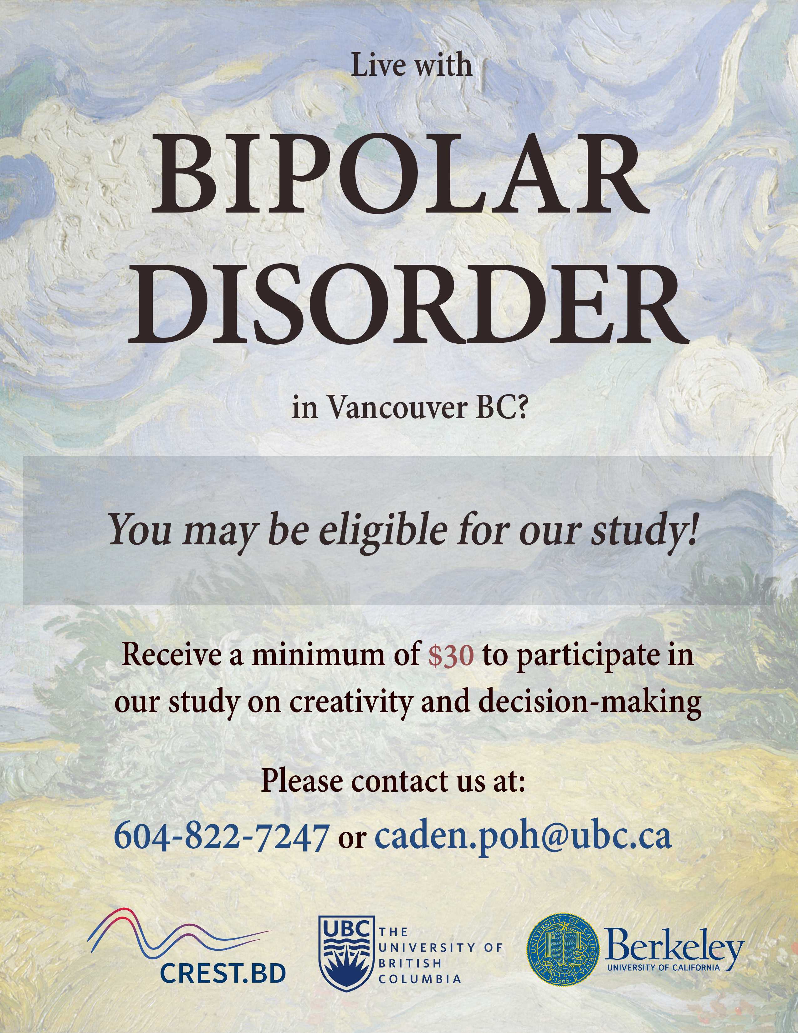 Living with BIPOLAR DISORDER? Join our new study on creativity!