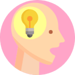 Image of person with a lightbulb in their head - a bright idea!