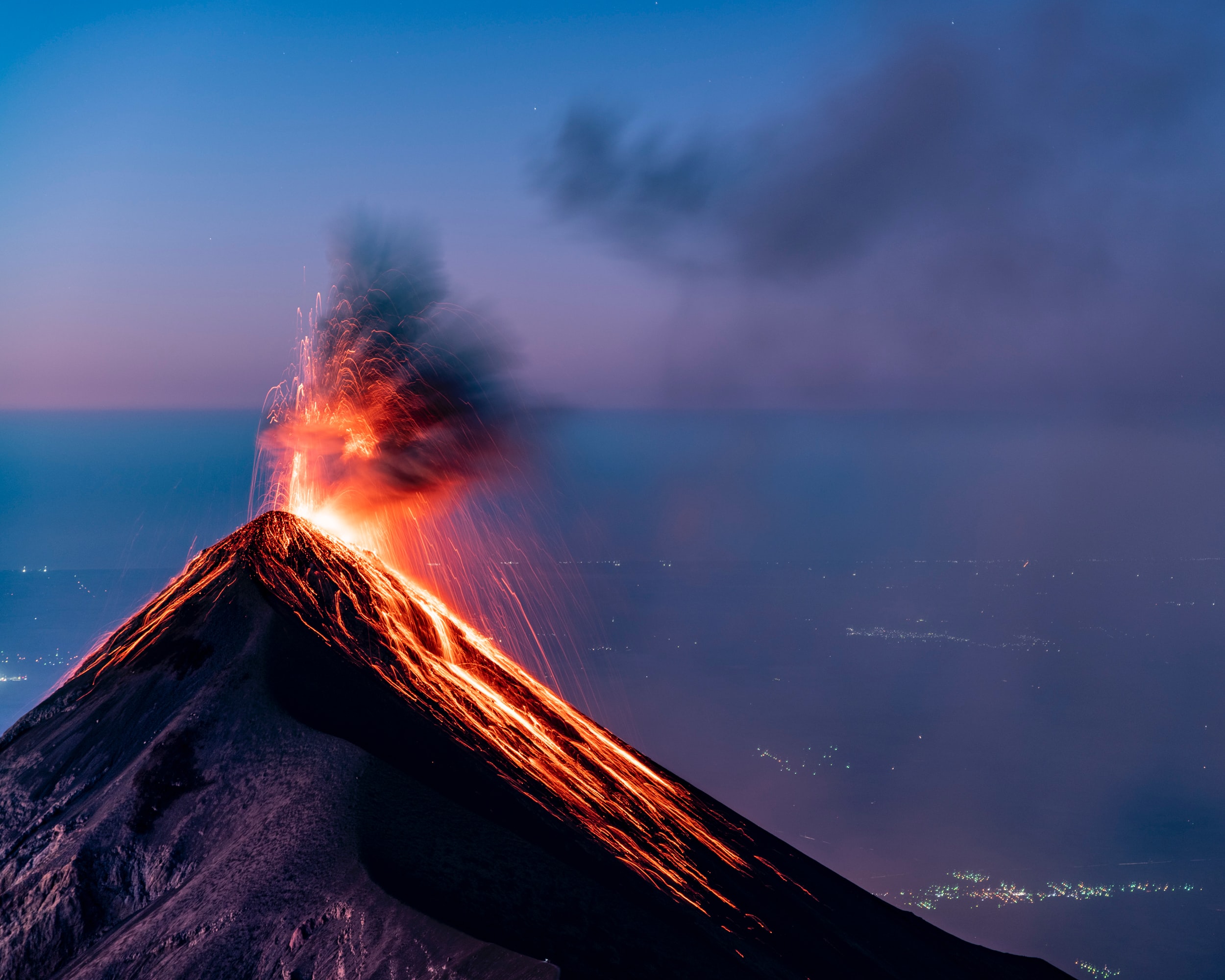 Volcano erupting.